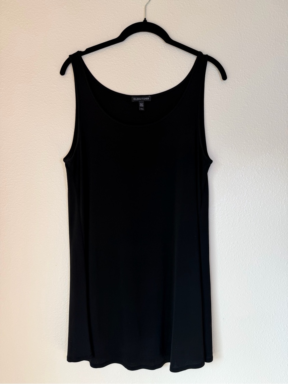 EILEEN FISHER Black Silk Scoop Neck Tank Top, Size Medium